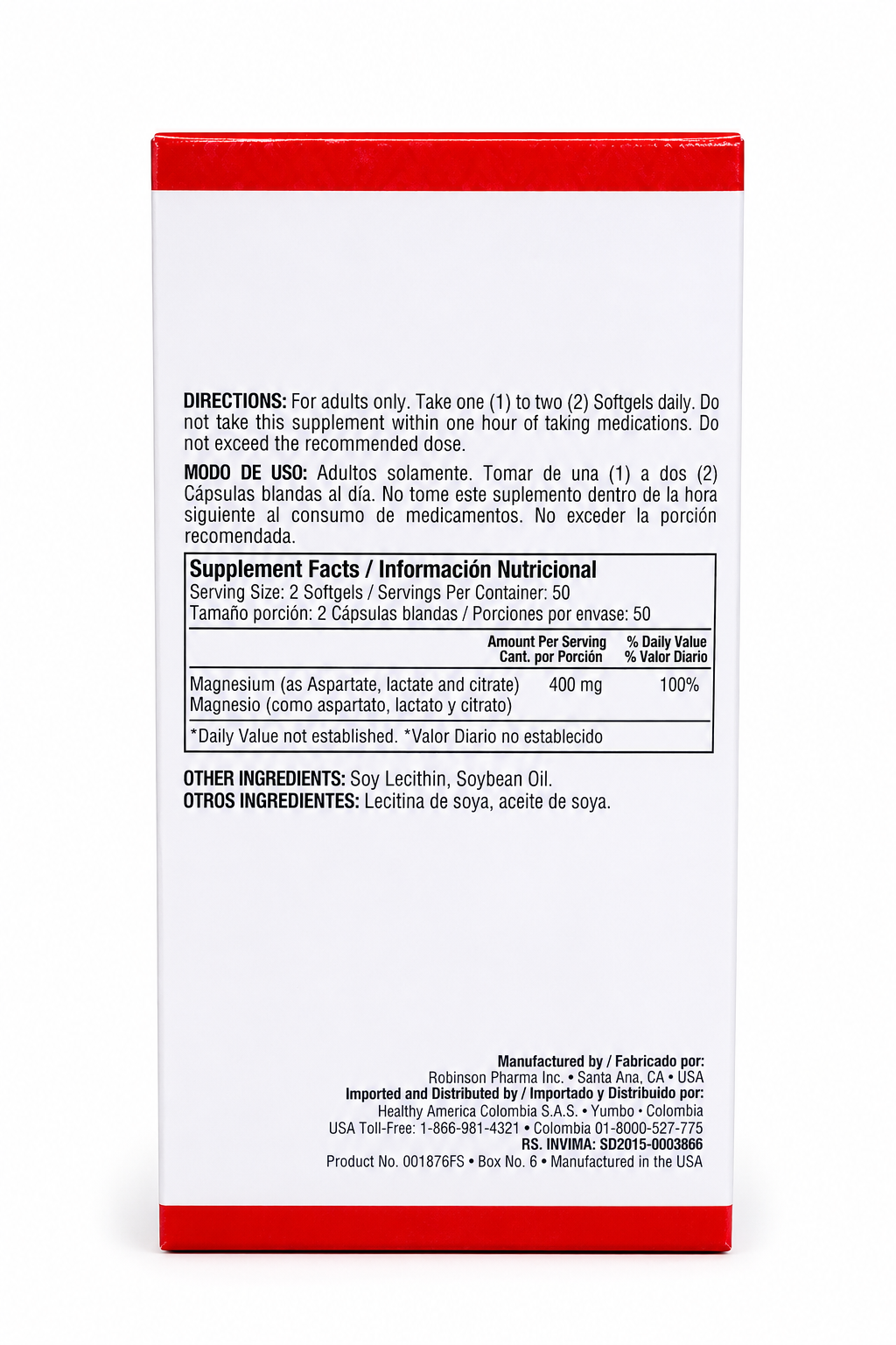 SUPER MAGNESIUM 400 MG 100 CAPSULAS HEALTHY AMERICA