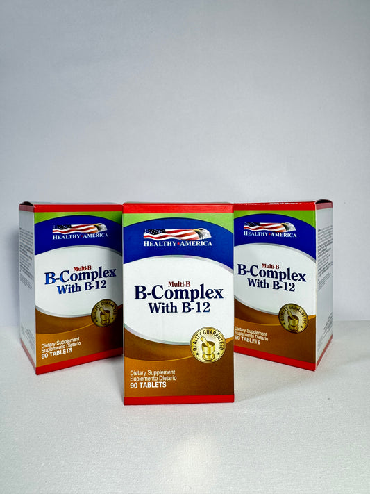B-COMPLEX WITH B-12 90 TABLETS HEALTHY AMERICA