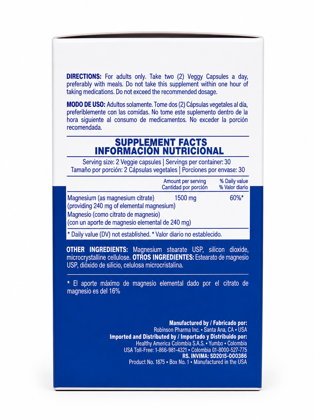 CITRAMAG MAGNESIUM CITRATE 1500 MG 60 CAPSULAS HEALTHY AMERICA