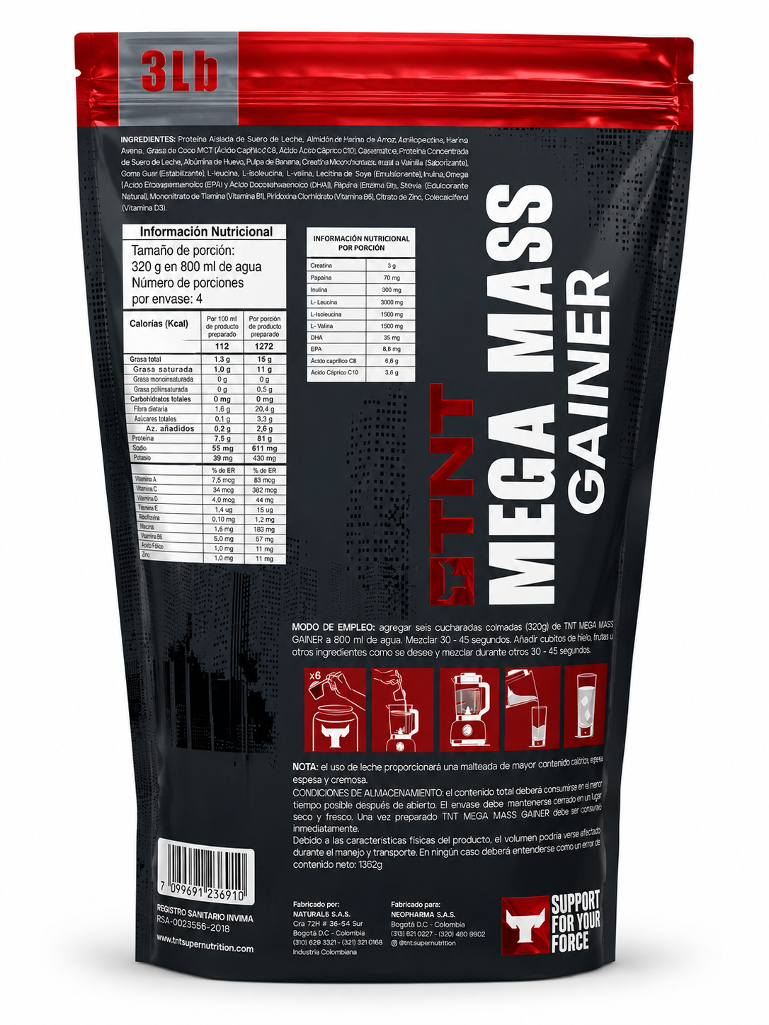 TNT MEGA MASS GAINER 3 LIBRAS
