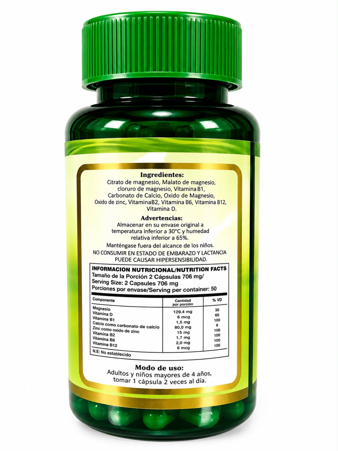 CLORURO DE MAGNESIO FRT CON CITRATO Y MALATO DE MAGNESIO 100 CAPSULAS NATURCOL